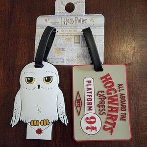 Harry Potter 2 Piece Luggage Tag Set Hogwarts Express Ticket and Hedwig -New